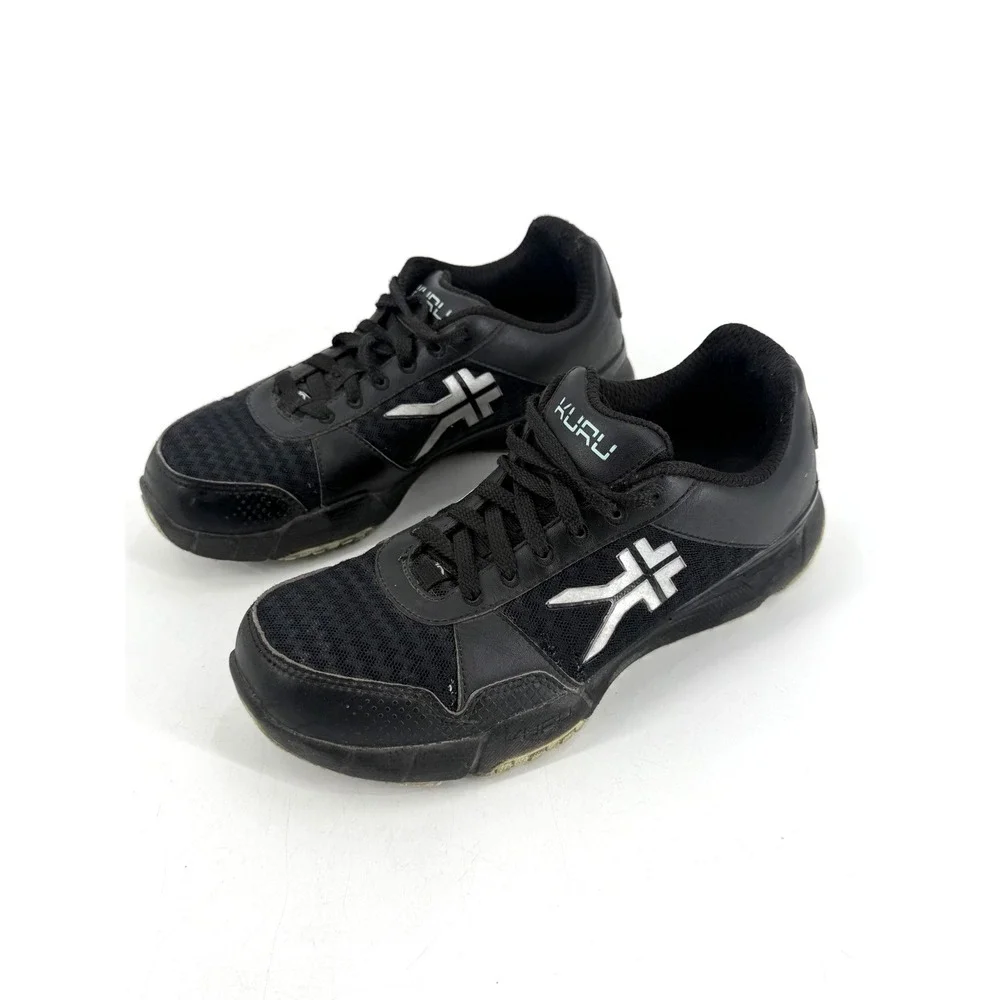 Kuru Quantum Sneakers Womens 8 Wide Black Silver Orthopedic Athletic Gorpcore